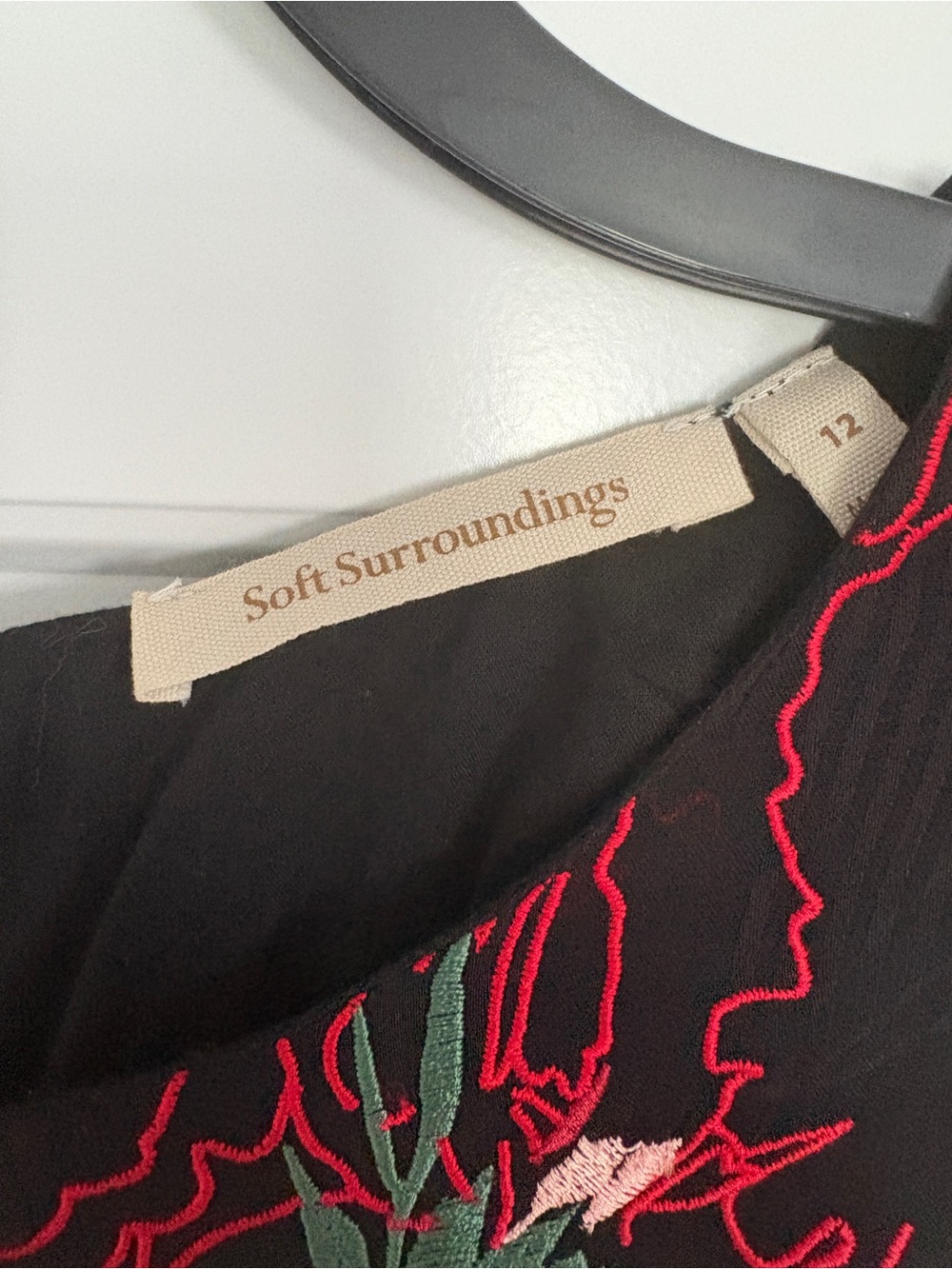 Soft Surroundings Black Floral Embroidered Sleeveless Dress - Picture 3 of 8